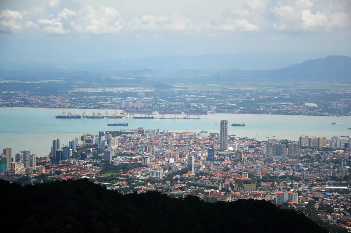 view of water and mainland from island